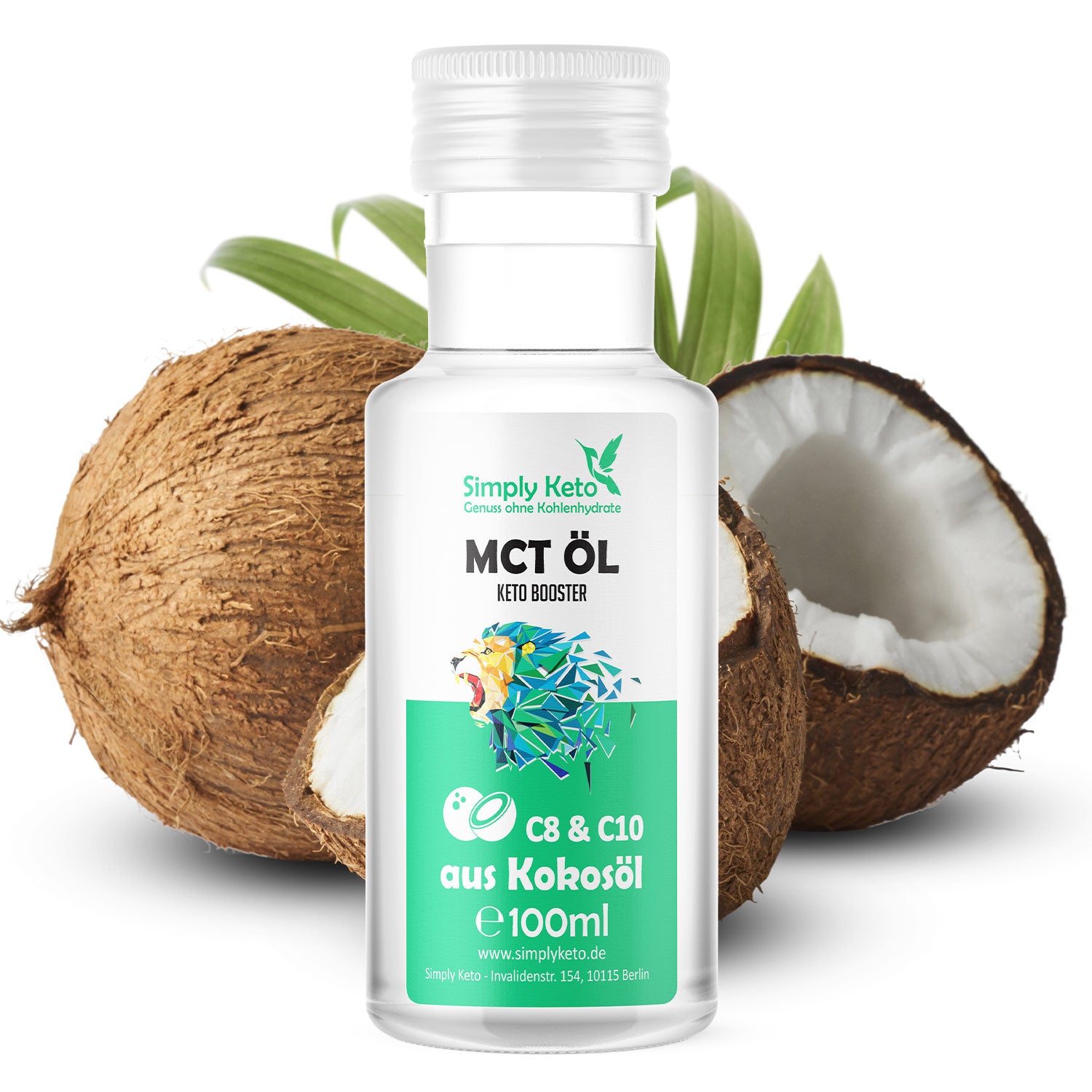 100ml Premium MCT Öl aus 100% Kokos, Palmölfrei Reiseformat Simply Keto