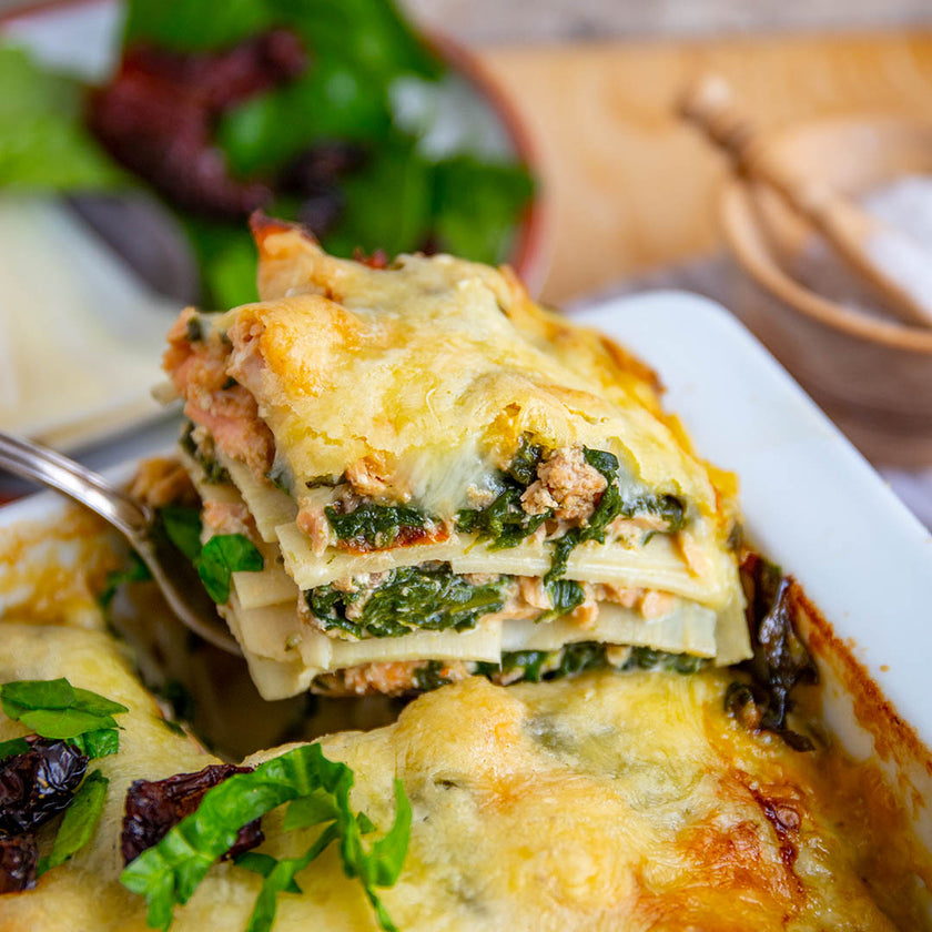 Low-Carb & Keto Lachs-Spinat-Lasagne