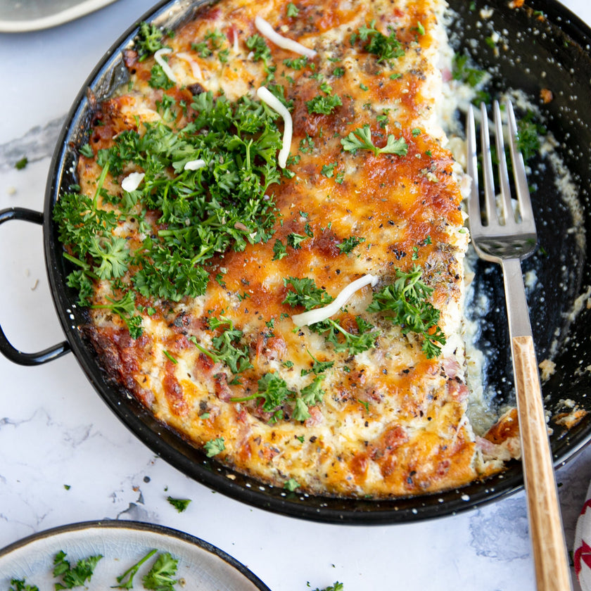 Blumenkohlauflauf mit Speck & Käse