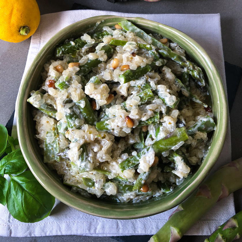 Low-Carb & Keto Risotto mit grünem Spargel