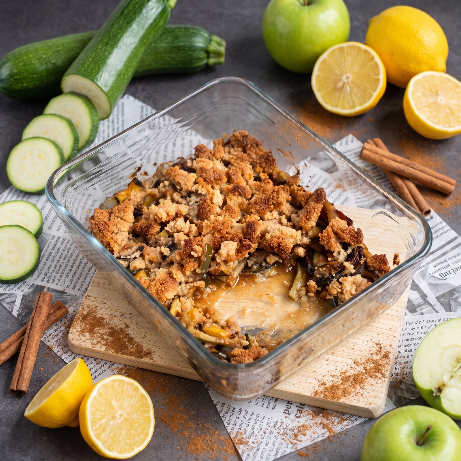 Low-Carb Zucchini-Apfel-Crumble