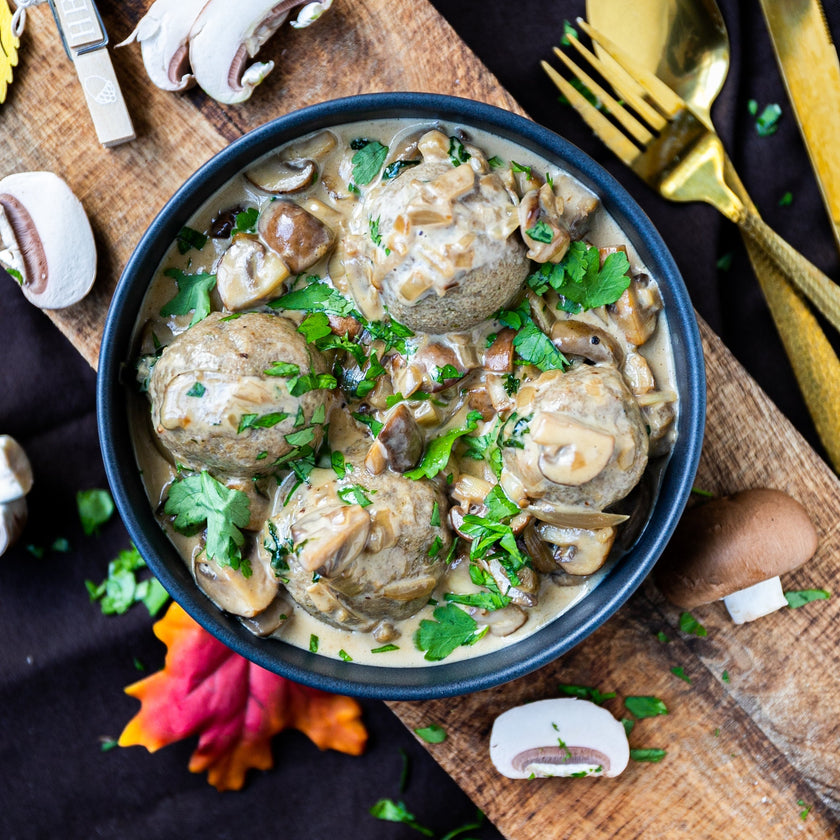 Low-Carb Klöße mit Pilz-Sahne-Sauce