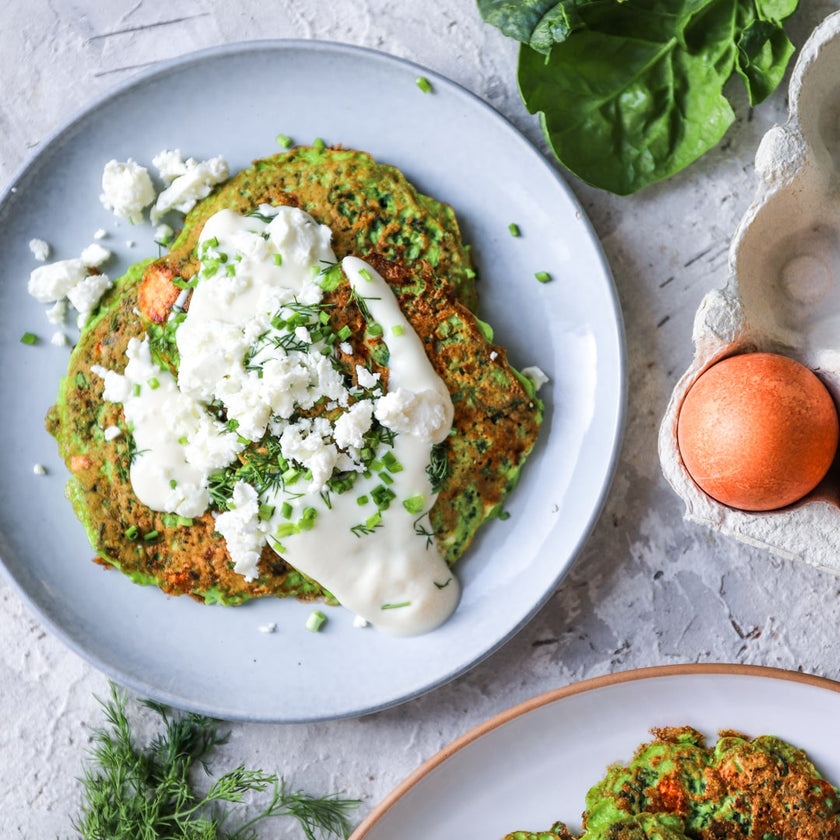 Low-Carb Spinat und Feta Pfannkuchen
