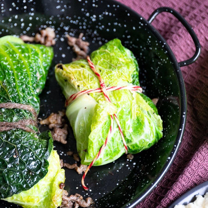 Wirsing-Roulade mit Keto-Püree