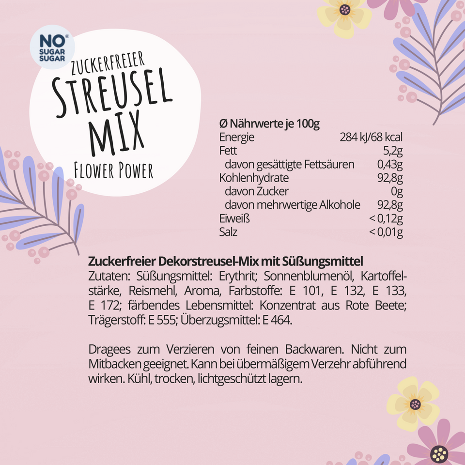 Zuckerfreier Streuselmix Flower Power