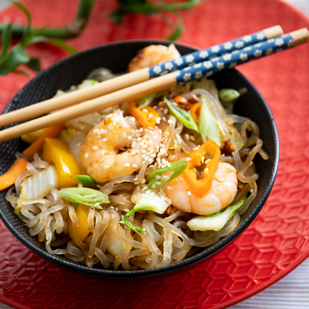 Asiatische Low-Carb & Keto Nudelpfanne