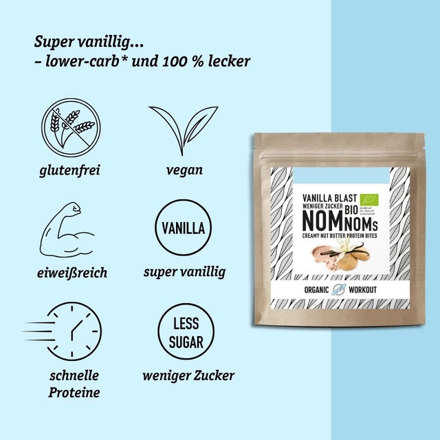 NomNoms Protein Bites | Vanilla Blast | Bio | Big Pack 225 g