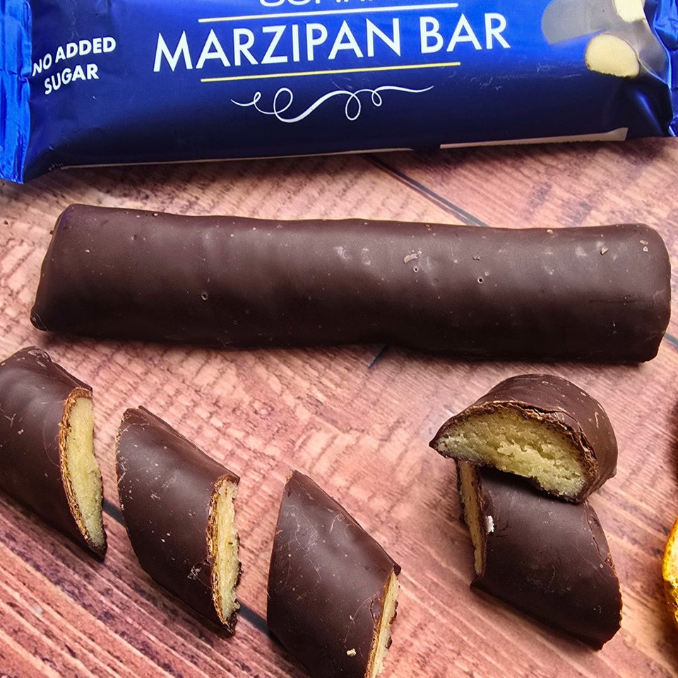 Lower-Carb* Marzipan Schokoriegel