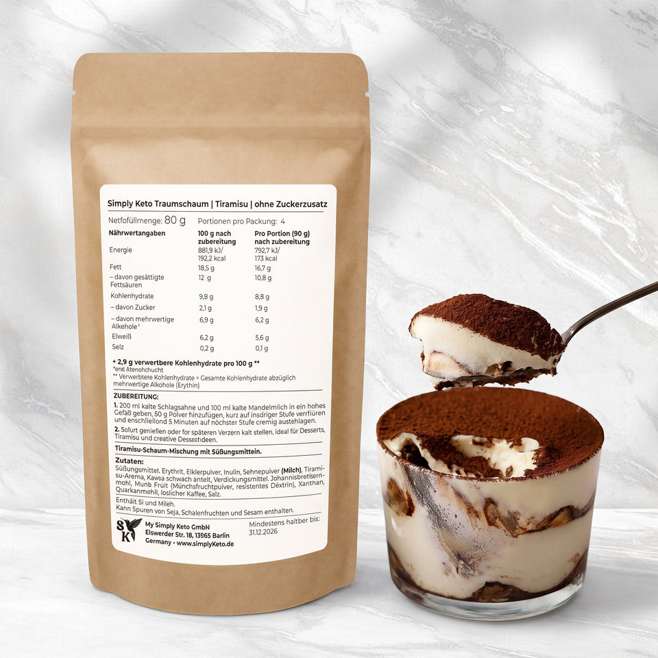 PROBEPACKUNG: Tiramisu Creme Dessert ohne Zucker  (80 g)