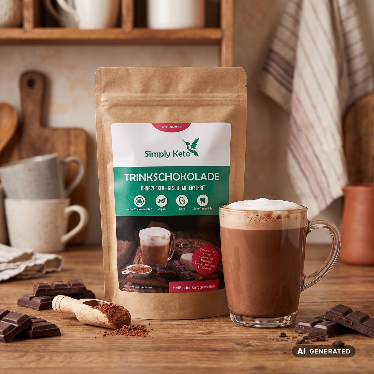 Trinkschokolade Erythrit 180 g