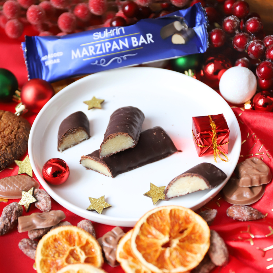 Lower-Carb* Marzipan Schokoriegel