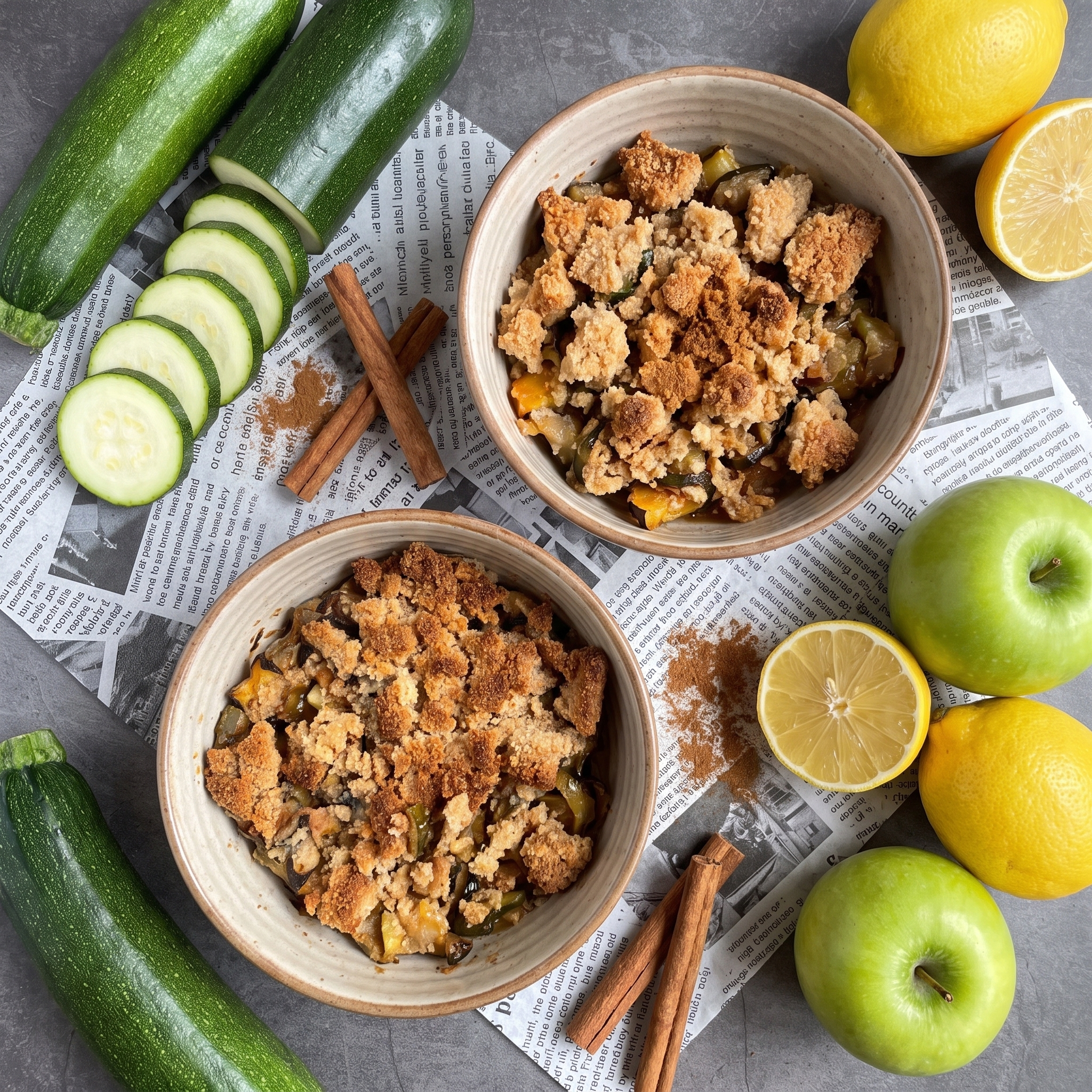 Low-Carb Zucchini-Apfel-Crumble