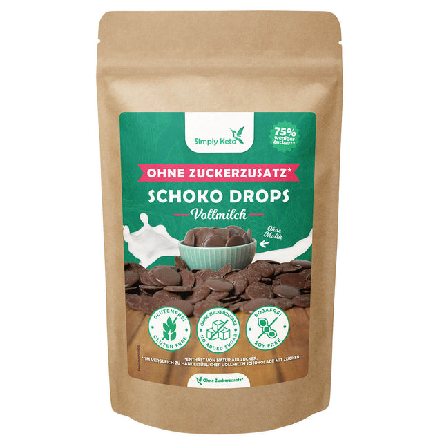 VOLLMILCH Schoko-Drops 750 g | Erythrit | Vorteilspack