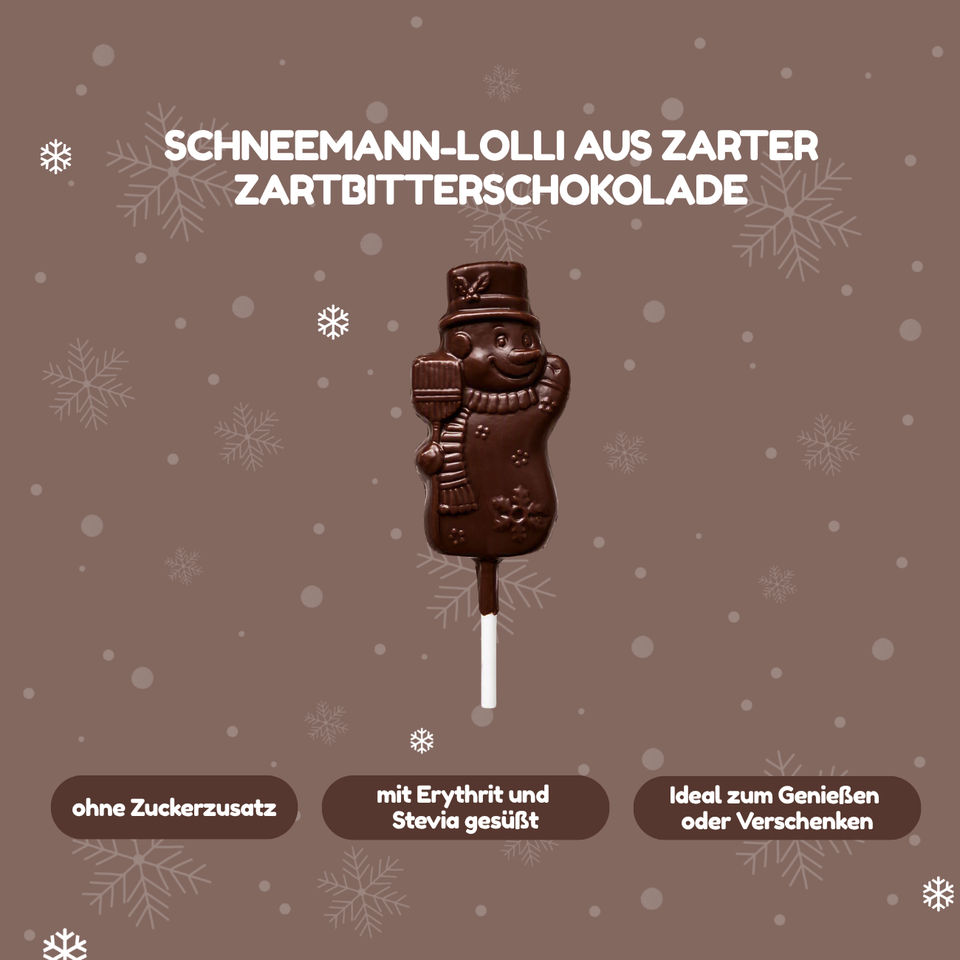 Schneemann-Schokoladenlolli Edelbitter 10 g