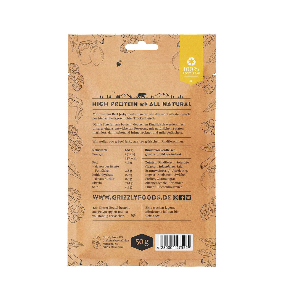 Beef Jerky Lemon Ginger | 50g