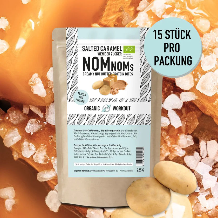 NomNoms Protein Bites | Salted Caramel | Bio | Big Pack 225 g