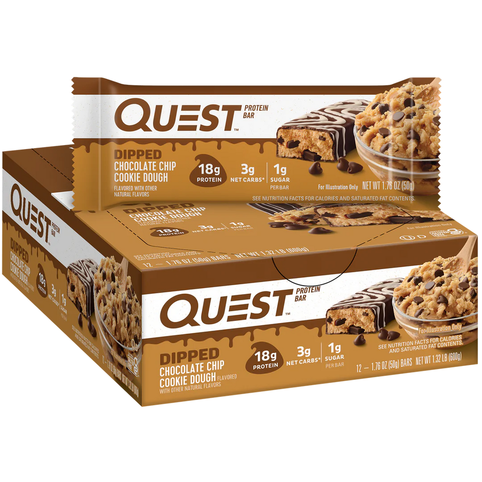 Überzogener Cookie Dough Quest Porteinriegelh | Maxipack mit 12 Stück Quest