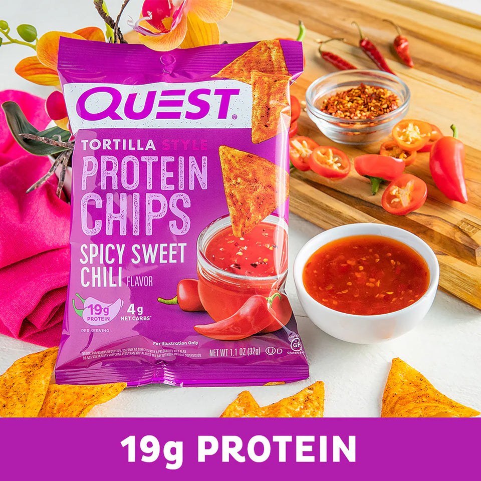 Spicy Sweet Chili Protein Chips Tortilla Style | 8er Maxipack