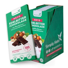Keto Edelbitter Schokolade mit Haselnüsse | 60% Kakao | 12er Pack