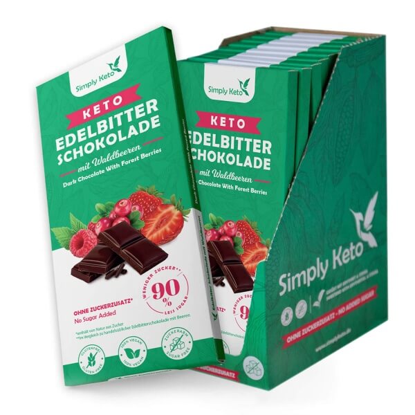 Keto Edelbitter Schokolade mit Waldbeeren | 60% Kakao | 12er Pack