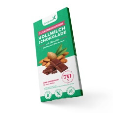 Zuckerreduzierte Vollmilch Schokolade mit Mandeln | 40% Kakao