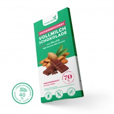 Zuckerreduzierte Vollmilch Schokolade mit Mandeln | 40% Kakao